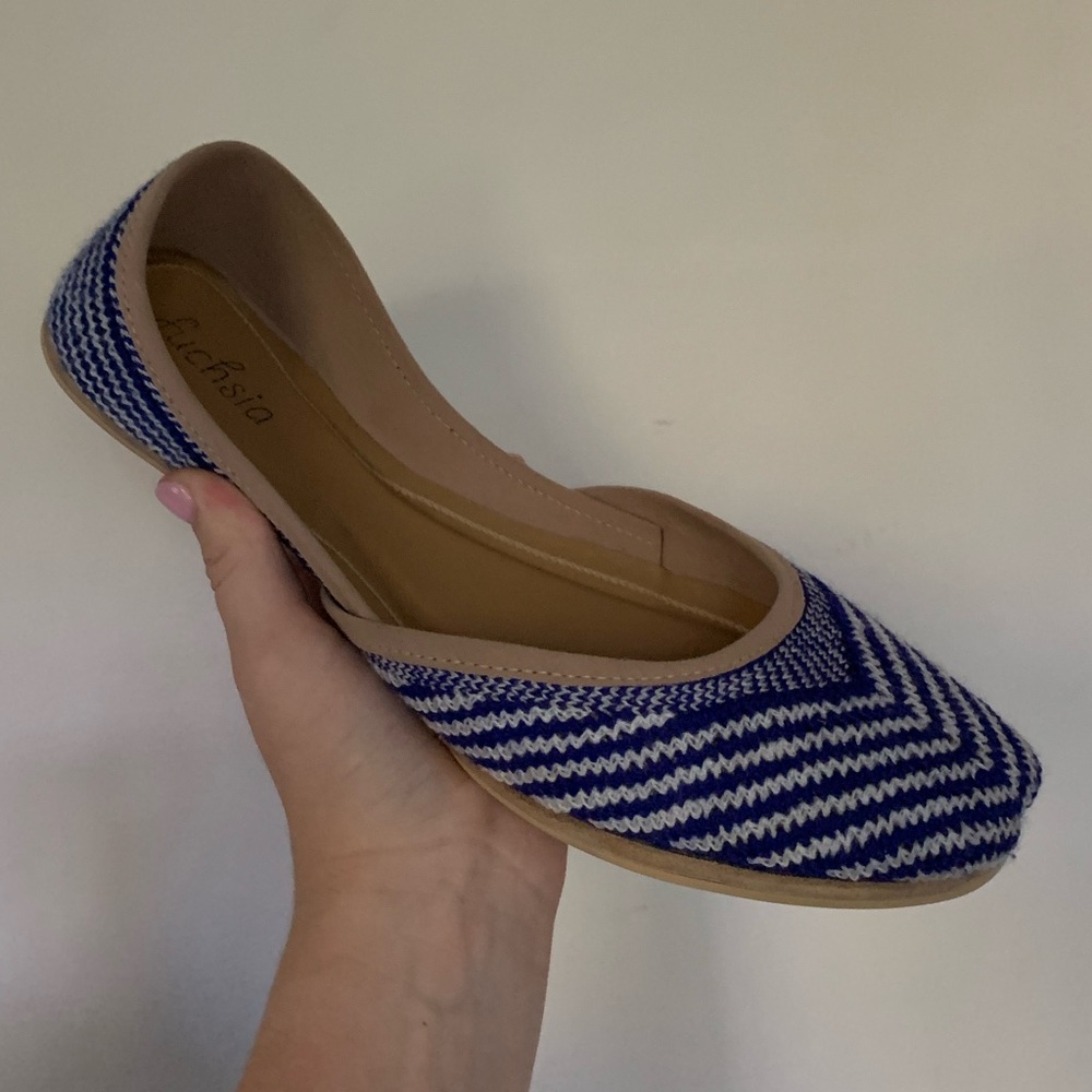 fuchsia striped blue flats